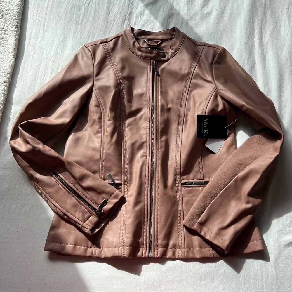 NWT Mo Ka Women's Tan Leather Jacket